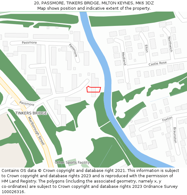 20, PASSMORE, TINKERS BRIDGE, MILTON KEYNES, MK6 3DZ: Location map and indicative extent of plot