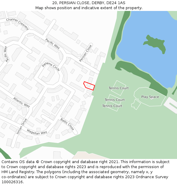 20, PERSIAN CLOSE, DERBY, DE24 1AS: Location map and indicative extent of plot