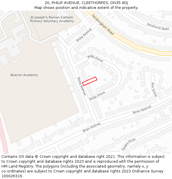 20, PHILIP AVENUE, CLEETHORPES, DN35 9DJ: Location map and indicative extent of plot