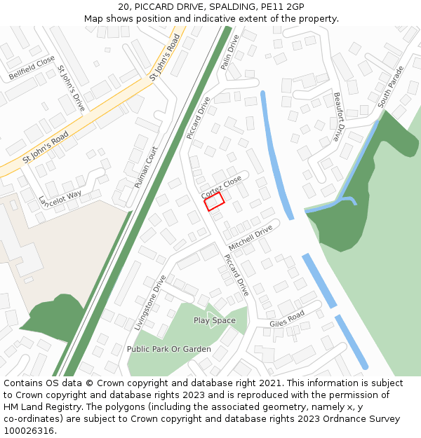 20, PICCARD DRIVE, SPALDING, PE11 2GP: Location map and indicative extent of plot