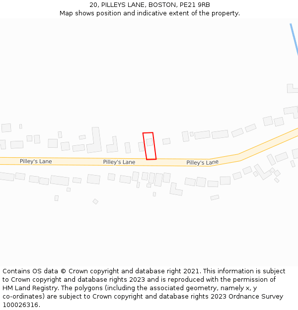 20, PILLEYS LANE, BOSTON, PE21 9RB: Location map and indicative extent of plot