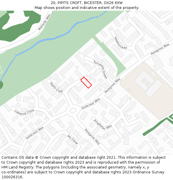 20, PIPITS CROFT, BICESTER, OX26 6XW: Location map and indicative extent of plot