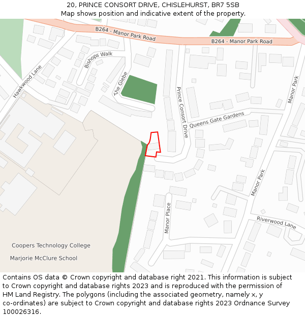 20, PRINCE CONSORT DRIVE, CHISLEHURST, BR7 5SB: Location map and indicative extent of plot