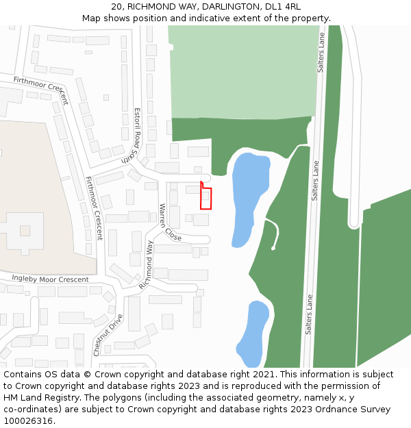 20, RICHMOND WAY, DARLINGTON, DL1 4RL: Location map and indicative extent of plot