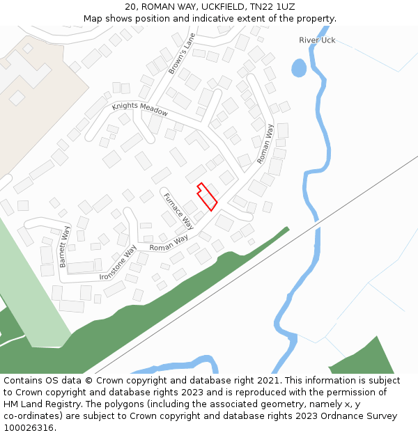 20, ROMAN WAY, UCKFIELD, TN22 1UZ: Location map and indicative extent of plot