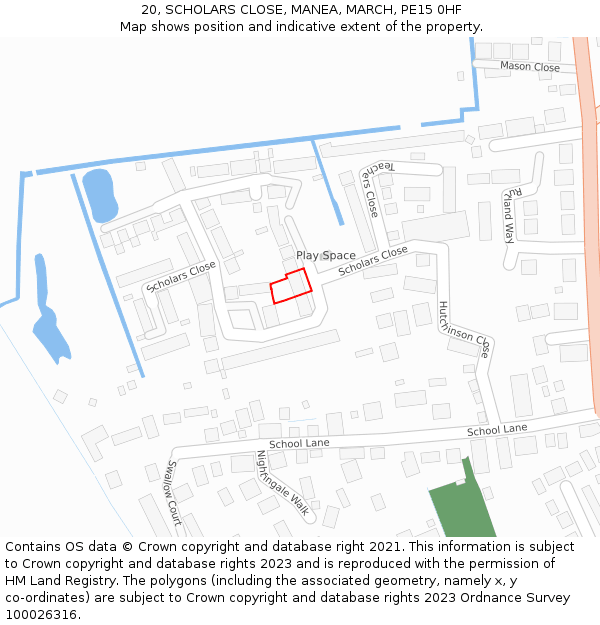 20, SCHOLARS CLOSE, MANEA, MARCH, PE15 0HF: Location map and indicative extent of plot