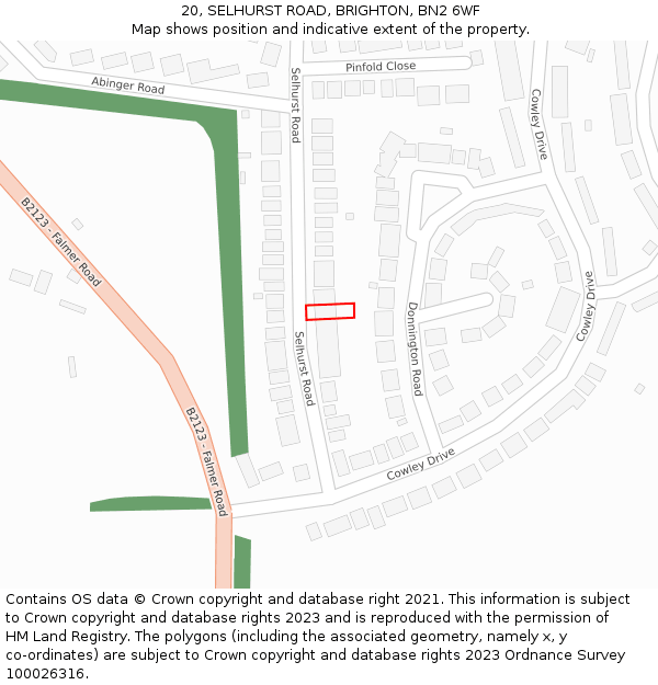 20, SELHURST ROAD, BRIGHTON, BN2 6WF: Location map and indicative extent of plot