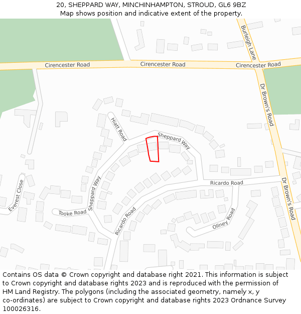 20, SHEPPARD WAY, MINCHINHAMPTON, STROUD, GL6 9BZ: Location map and indicative extent of plot