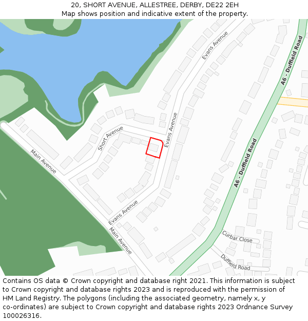 20, SHORT AVENUE, ALLESTREE, DERBY, DE22 2EH: Location map and indicative extent of plot