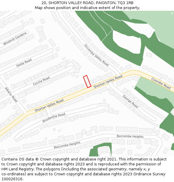 20, SHORTON VALLEY ROAD, PAIGNTON, TQ3 1RB: Location map and indicative extent of plot