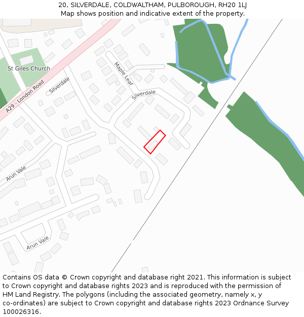 20, SILVERDALE, COLDWALTHAM, PULBOROUGH, RH20 1LJ: Location map and indicative extent of plot