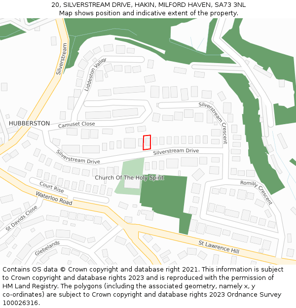 20, SILVERSTREAM DRIVE, HAKIN, MILFORD HAVEN, SA73 3NL: Location map and indicative extent of plot