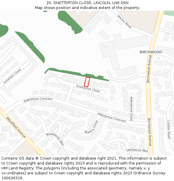 20, SNETTERTON CLOSE, LINCOLN, LN6 0SN: Location map and indicative extent of plot