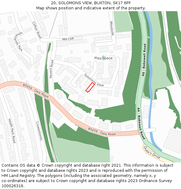 20, SOLOMONS VIEW, BUXTON, SK17 6PF: Location map and indicative extent of plot