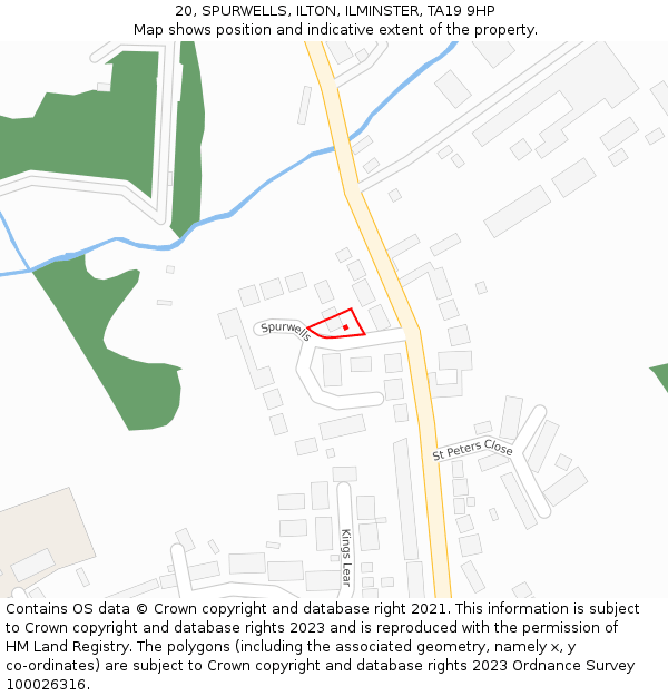 20, SPURWELLS, ILTON, ILMINSTER, TA19 9HP: Location map and indicative extent of plot
