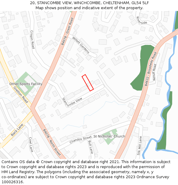 20, STANCOMBE VIEW, WINCHCOMBE, CHELTENHAM, GL54 5LF: Location map and indicative extent of plot