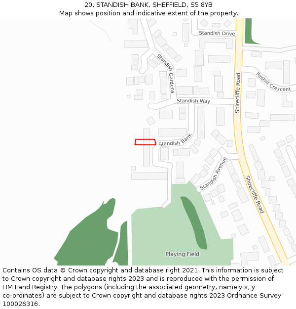 20, STANDISH BANK, SHEFFIELD, S5 8YB: Location map and indicative extent of plot