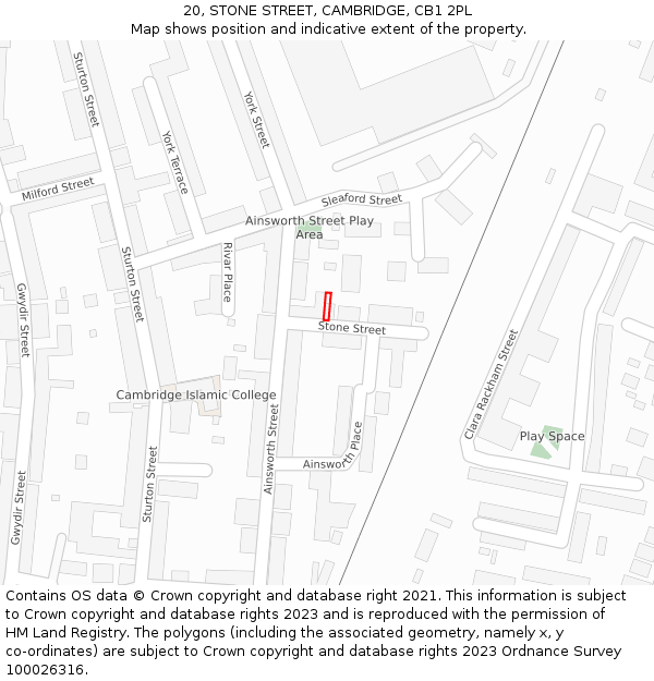 20, STONE STREET, CAMBRIDGE, CB1 2PL: Location map and indicative extent of plot