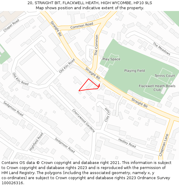 20, STRAIGHT BIT, FLACKWELL HEATH, HIGH WYCOMBE, HP10 9LS: Location map and indicative extent of plot