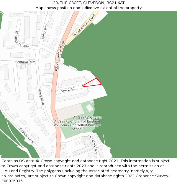20, THE CROFT, CLEVEDON, BS21 6AT: Location map and indicative extent of plot