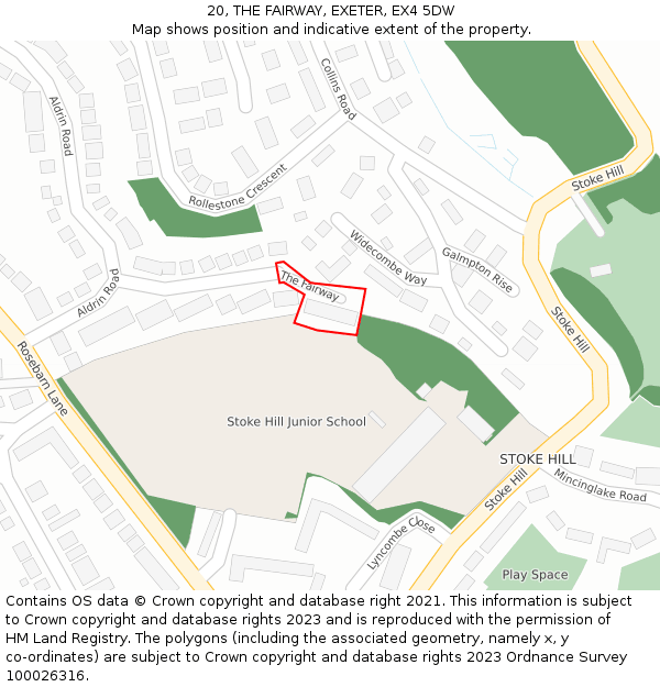 20, THE FAIRWAY, EXETER, EX4 5DW: Location map and indicative extent of plot