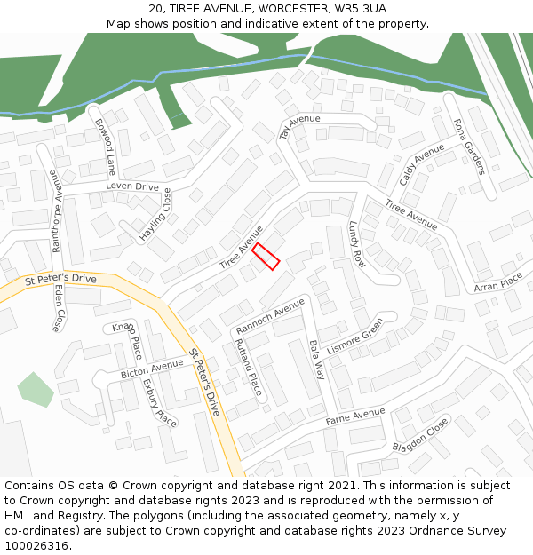 20, TIREE AVENUE, WORCESTER, WR5 3UA: Location map and indicative extent of plot