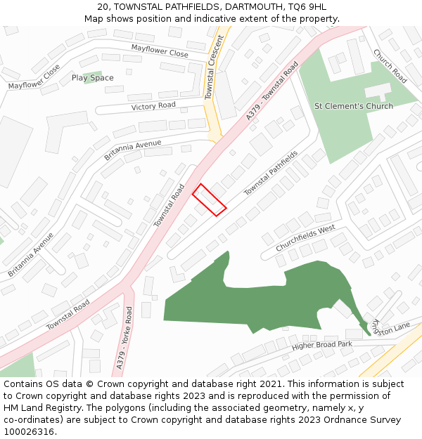 20, TOWNSTAL PATHFIELDS, DARTMOUTH, TQ6 9HL: Location map and indicative extent of plot