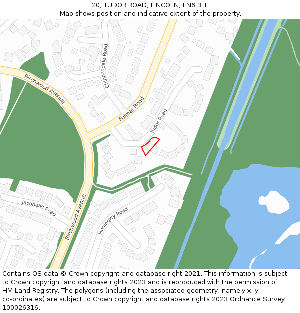 20, TUDOR ROAD, LINCOLN, LN6 3LL: Location map and indicative extent of plot
