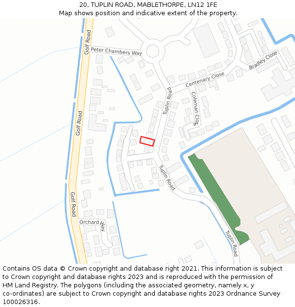 20, TUPLIN ROAD, MABLETHORPE, LN12 1FE: Location map and indicative extent of plot