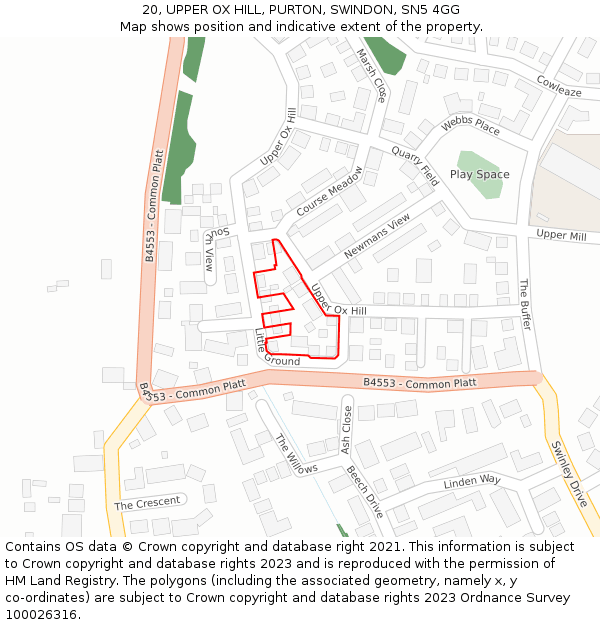 20, UPPER OX HILL, PURTON, SWINDON, SN5 4GG: Location map and indicative extent of plot