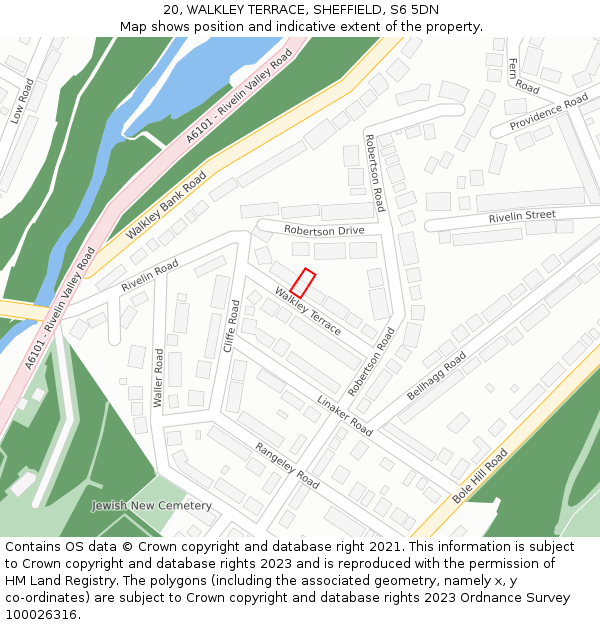 20, WALKLEY TERRACE, SHEFFIELD, S6 5DN: Location map and indicative extent of plot