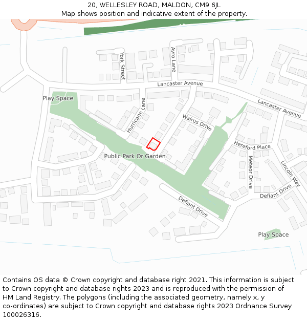 20, WELLESLEY ROAD, MALDON, CM9 6JL: Location map and indicative extent of plot