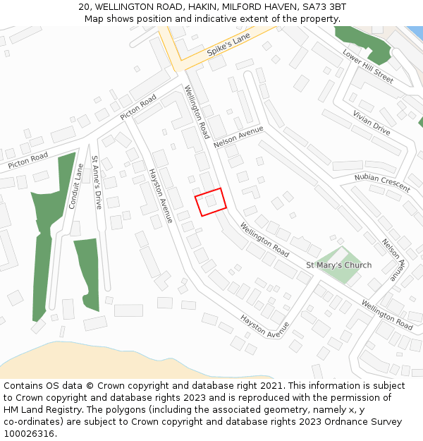 20, WELLINGTON ROAD, HAKIN, MILFORD HAVEN, SA73 3BT: Location map and indicative extent of plot