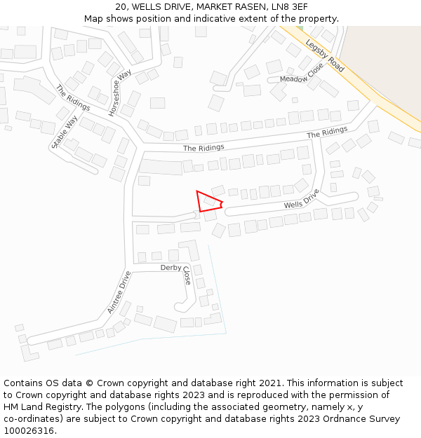 20, WELLS DRIVE, MARKET RASEN, LN8 3EF: Location map and indicative extent of plot