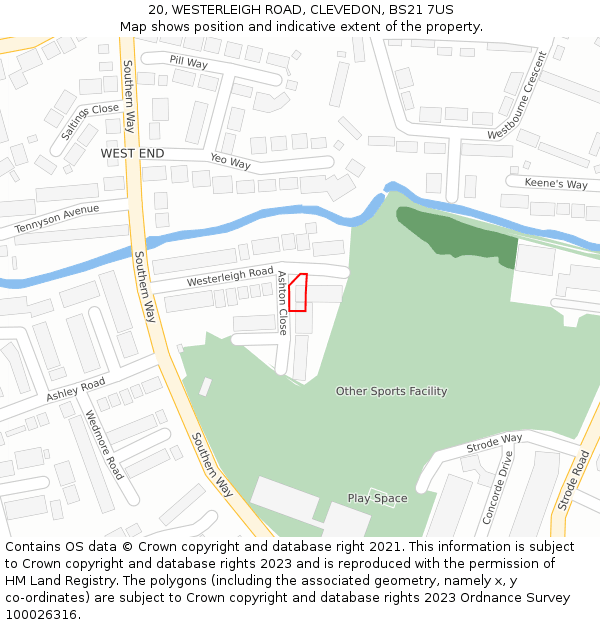 20, WESTERLEIGH ROAD, CLEVEDON, BS21 7US: Location map and indicative extent of plot