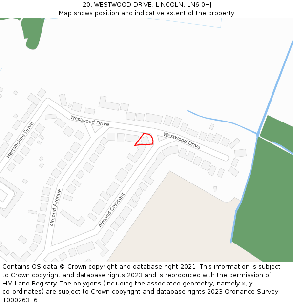 20, WESTWOOD DRIVE, LINCOLN, LN6 0HJ: Location map and indicative extent of plot