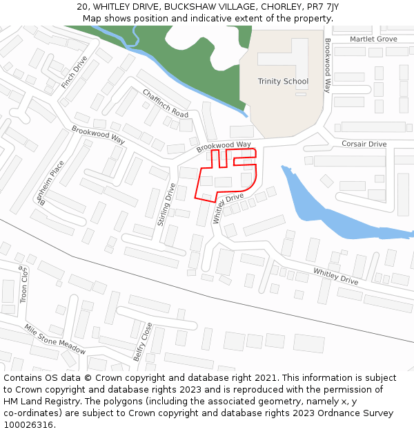 20, WHITLEY DRIVE, BUCKSHAW VILLAGE, CHORLEY, PR7 7JY: Location map and indicative extent of plot