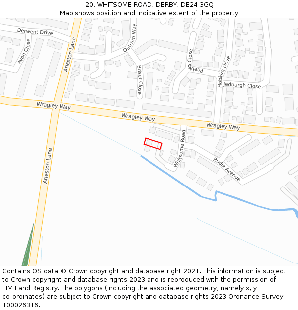 20, WHITSOME ROAD, DERBY, DE24 3GQ: Location map and indicative extent of plot