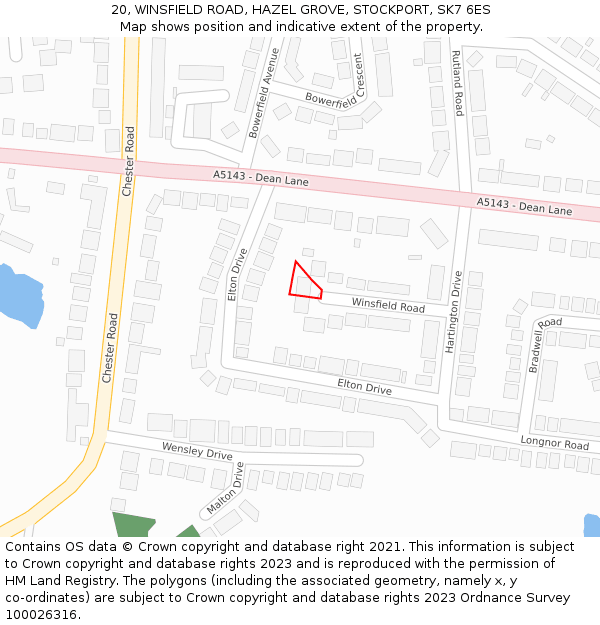 20, WINSFIELD ROAD, HAZEL GROVE, STOCKPORT, SK7 6ES: Location map and indicative extent of plot