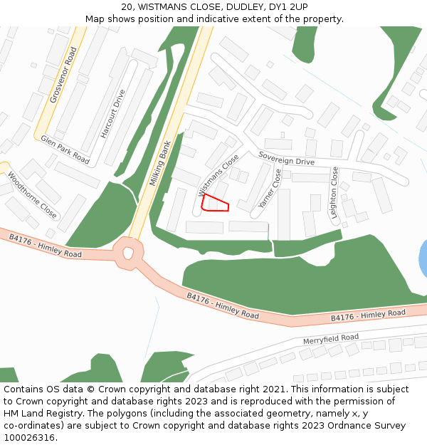 20, WISTMANS CLOSE, DUDLEY, DY1 2UP: Location map and indicative extent of plot