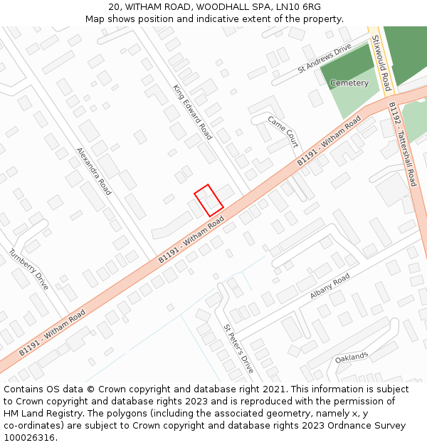 20, WITHAM ROAD, WOODHALL SPA, LN10 6RG: Location map and indicative extent of plot