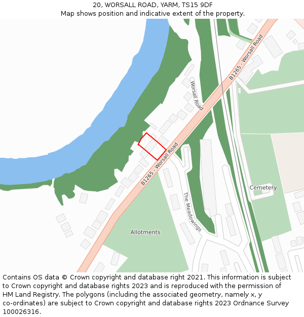 20, WORSALL ROAD, YARM, TS15 9DF: Location map and indicative extent of plot