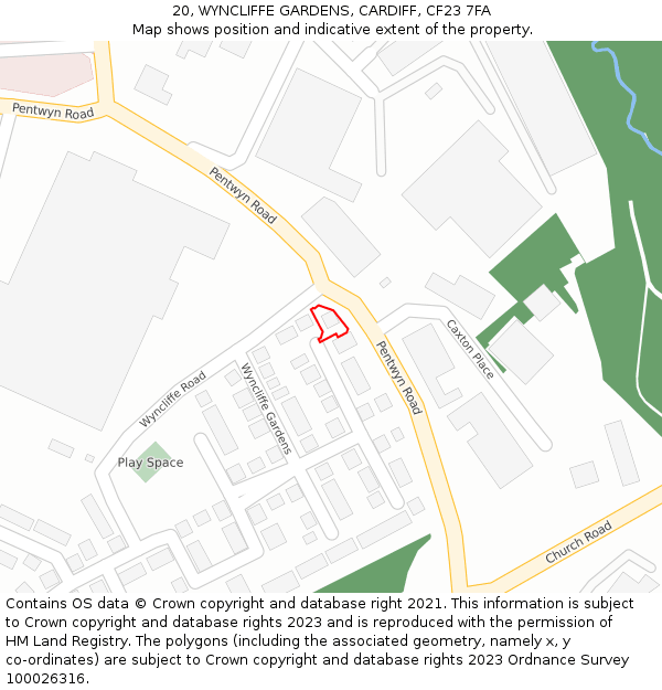 20, WYNCLIFFE GARDENS, CARDIFF, CF23 7FA: Location map and indicative extent of plot