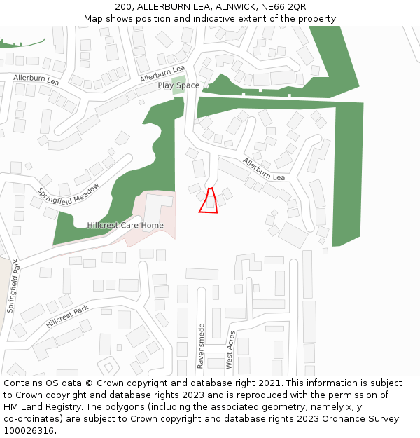 200, ALLERBURN LEA, ALNWICK, NE66 2QR: Location map and indicative extent of plot