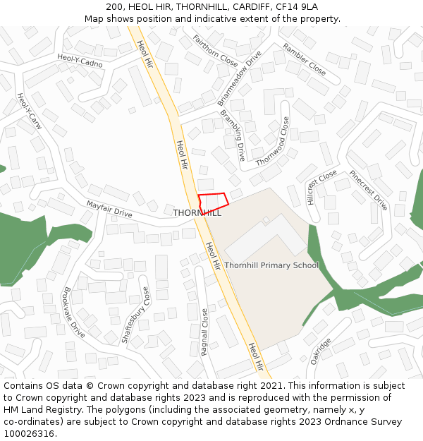 200, HEOL HIR, THORNHILL, CARDIFF, CF14 9LA: Location map and indicative extent of plot