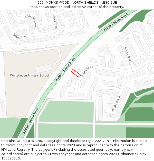 200, MONKS WOOD, NORTH SHIELDS, NE30 2UB: Location map and indicative extent of plot