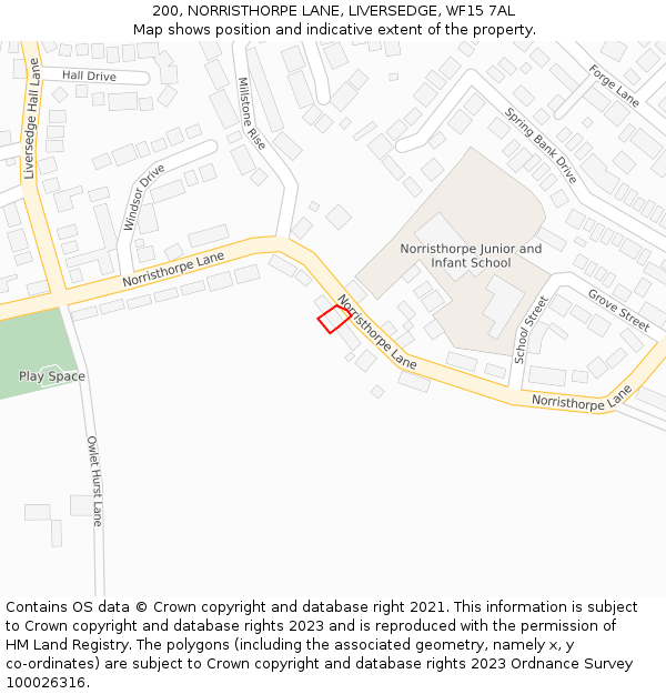 200, NORRISTHORPE LANE, LIVERSEDGE, WF15 7AL: Location map and indicative extent of plot
