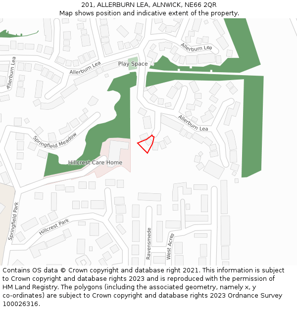 201, ALLERBURN LEA, ALNWICK, NE66 2QR: Location map and indicative extent of plot
