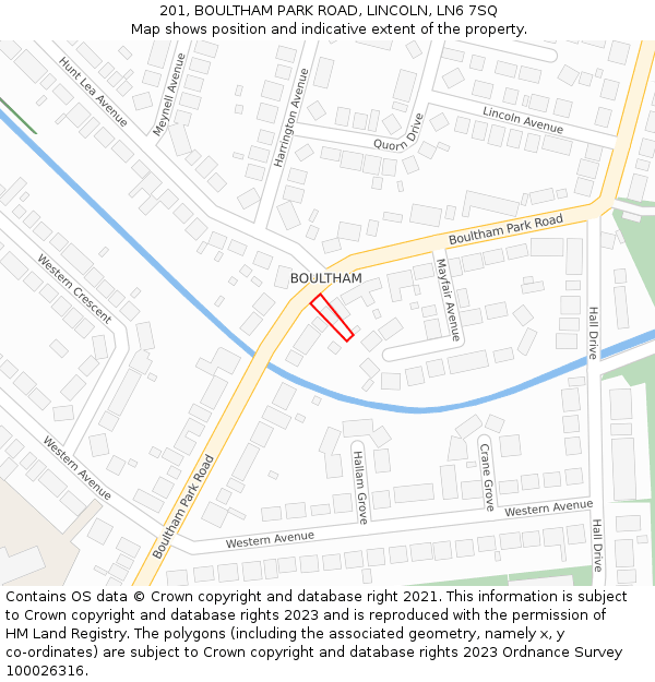 201, BOULTHAM PARK ROAD, LINCOLN, LN6 7SQ: Location map and indicative extent of plot