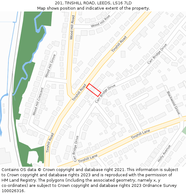 201, TINSHILL ROAD, LEEDS, LS16 7LD: Location map and indicative extent of plot